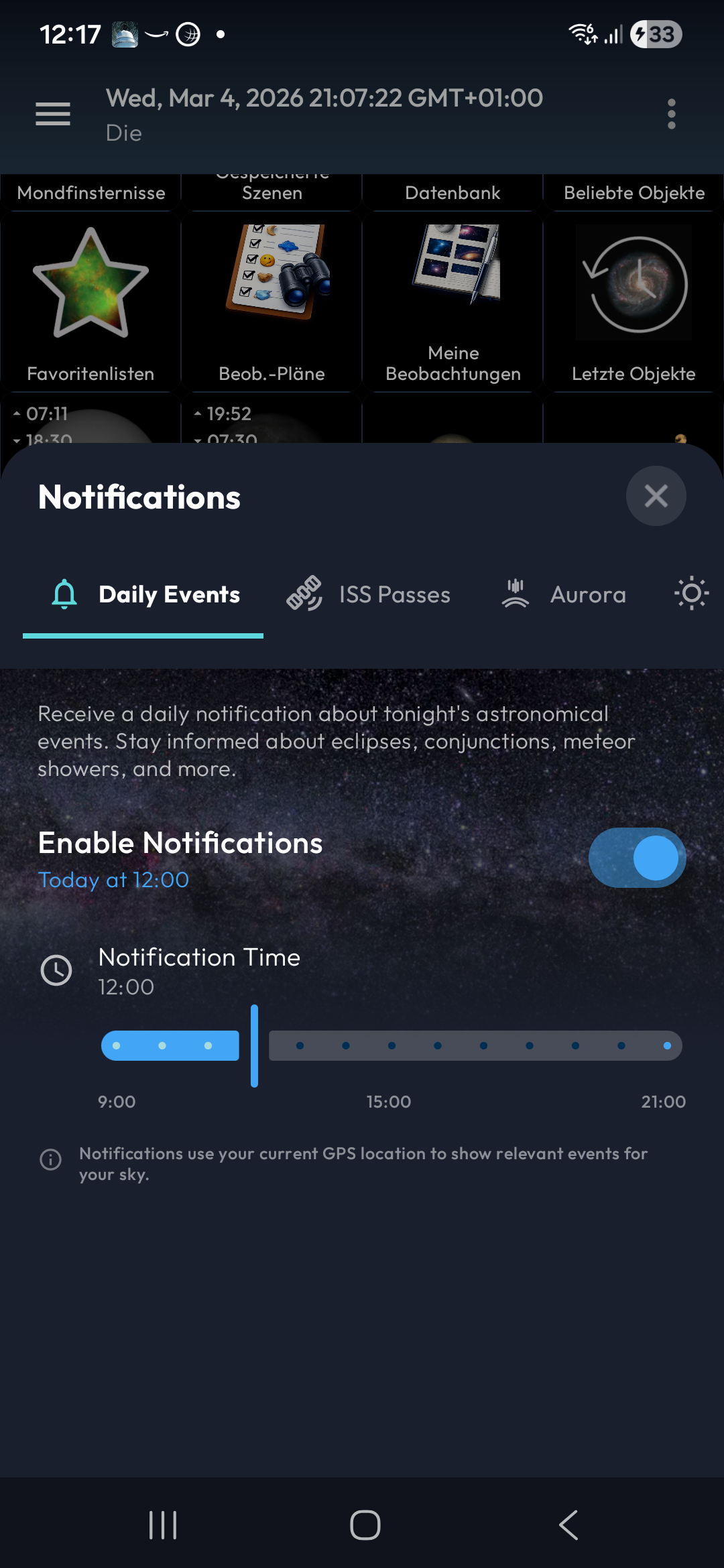 Daily Events Notifications