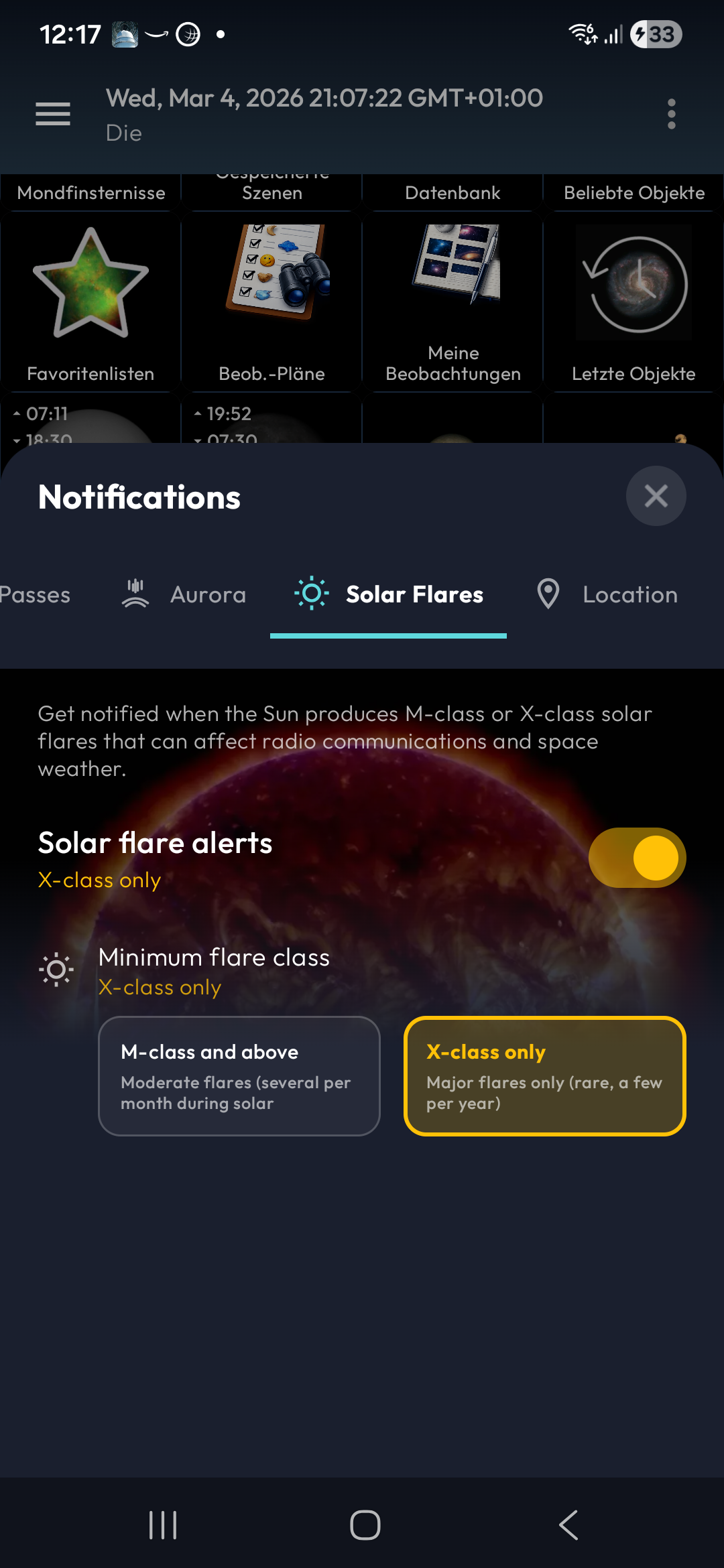Solar Flare Alerts
