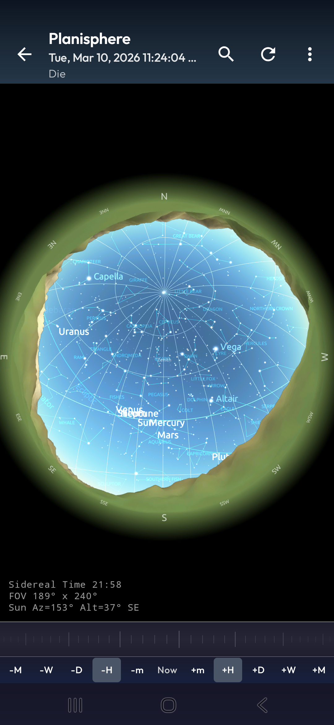Planisphere with 3D Topographic Horizon