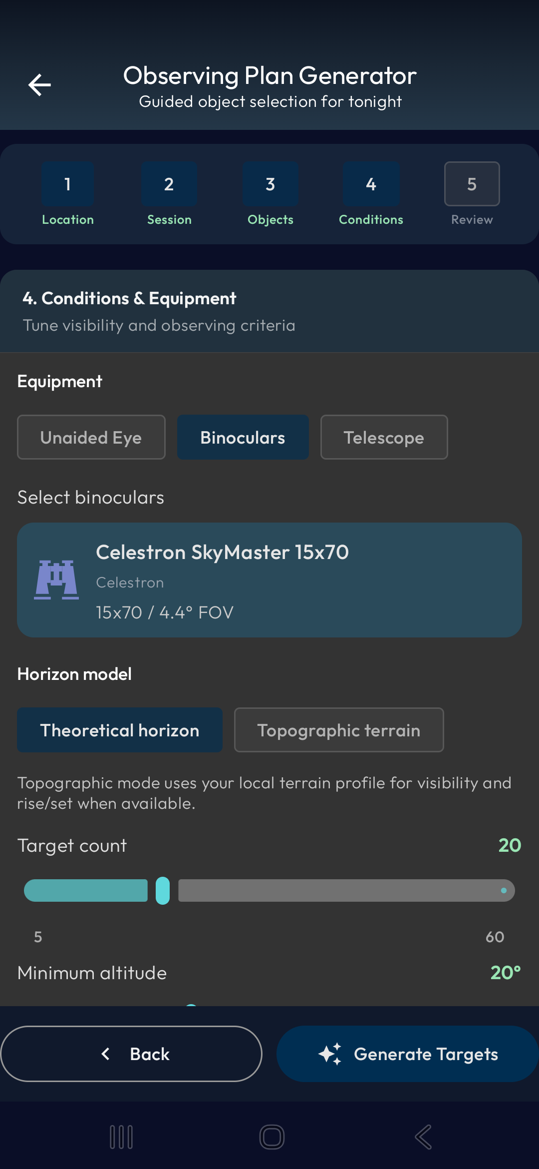 Conditions and Equipment