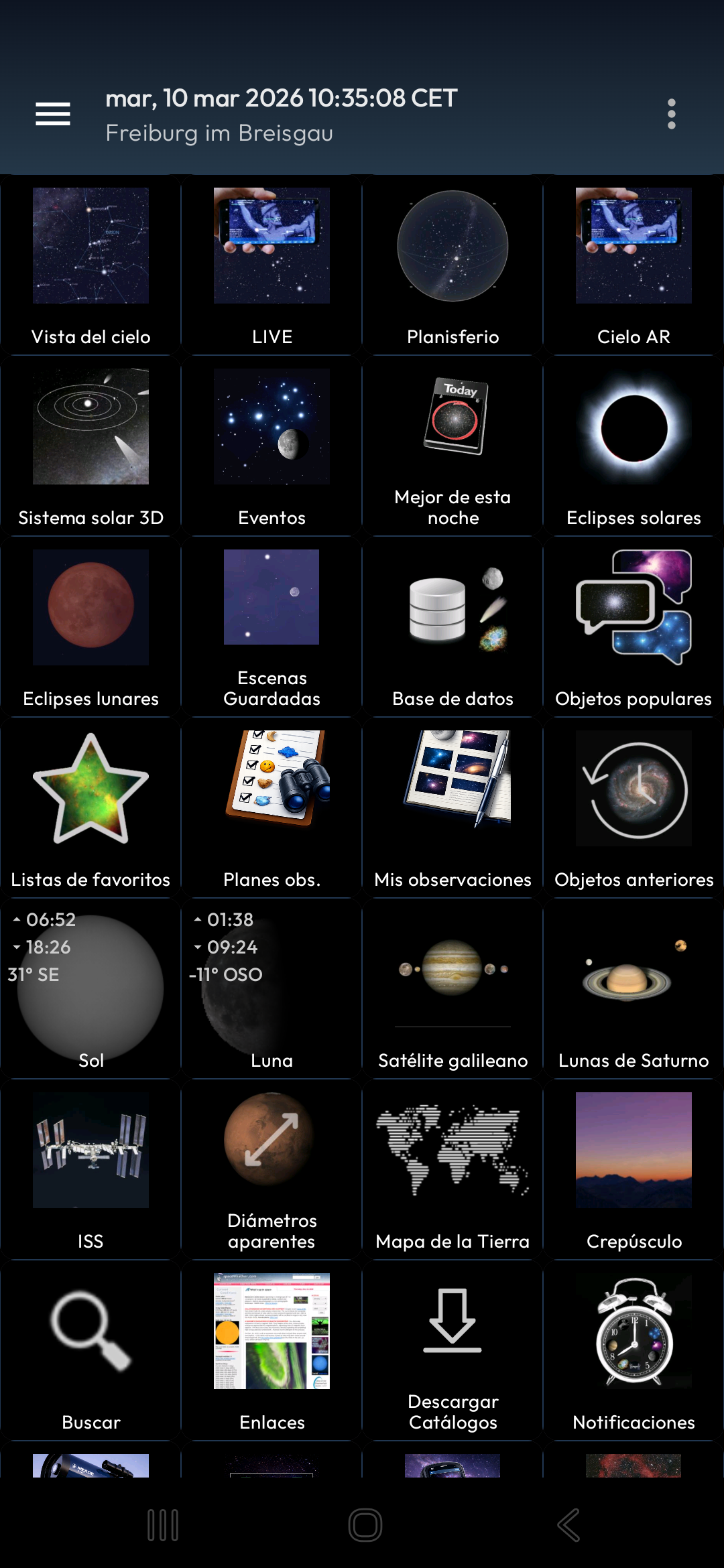 Mobile Observatory Menú Principal