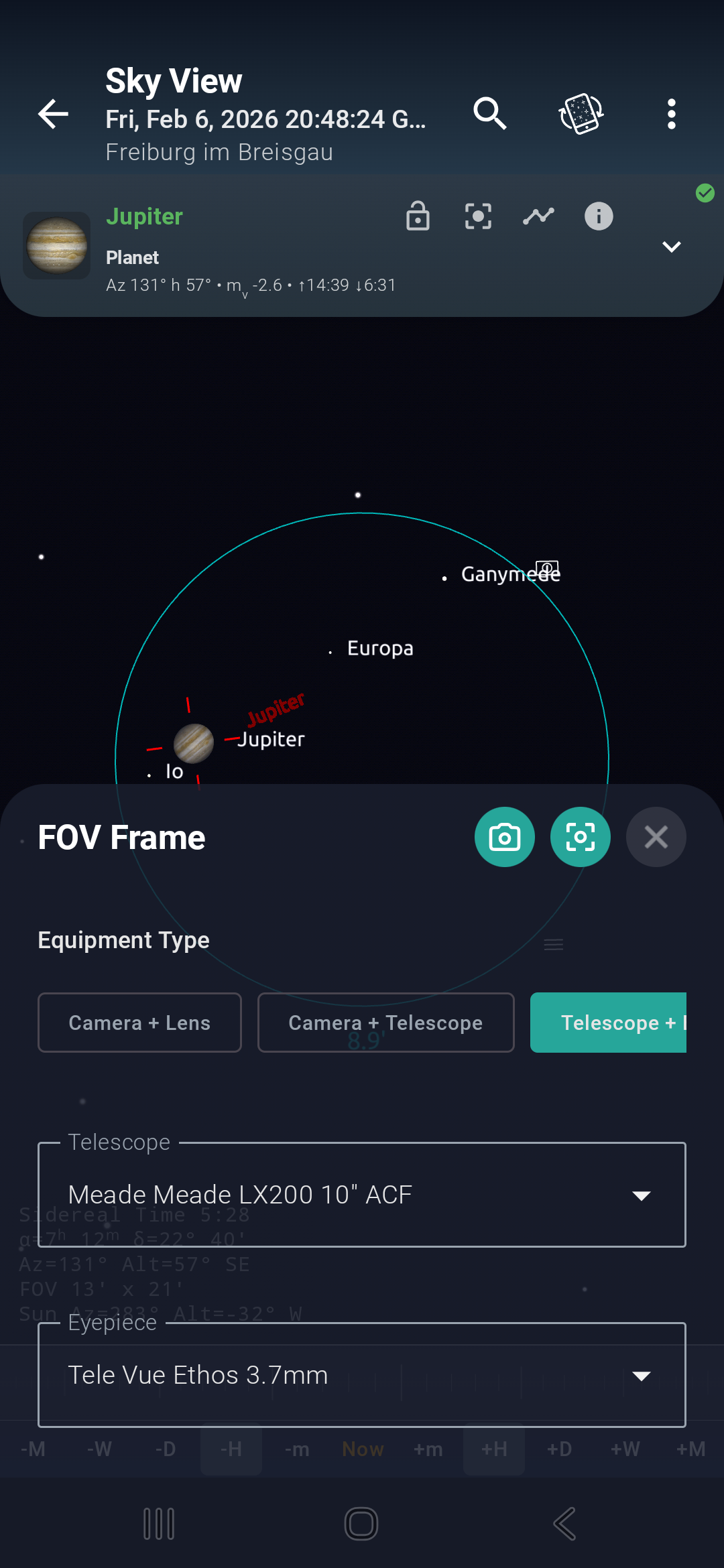 FOV Frame in Sky View
