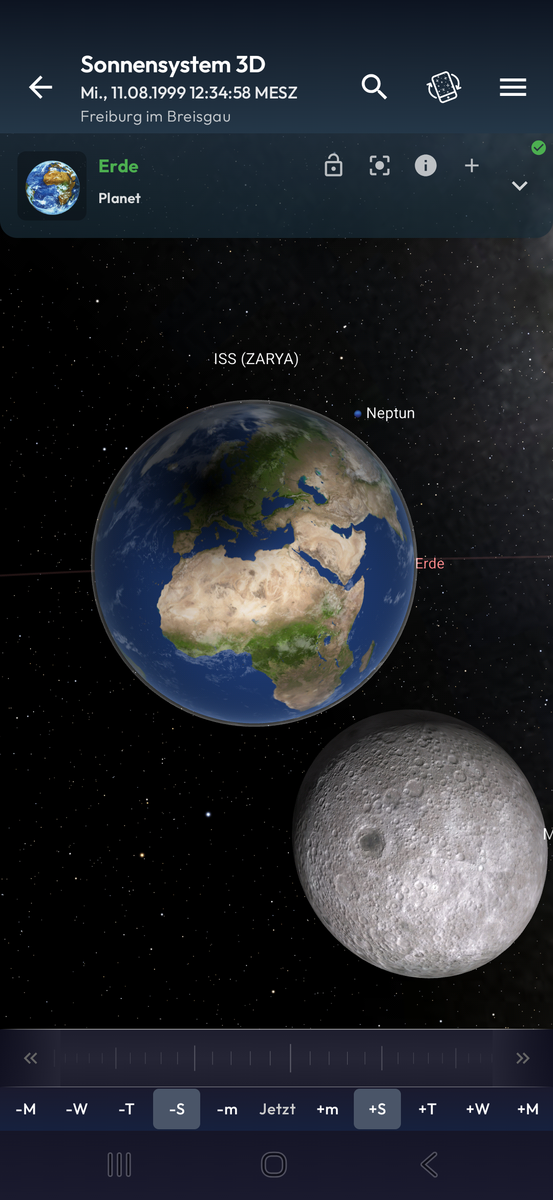 Earth and Moon in Solar System 3D